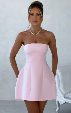 Summer Solid Color Backless Tube Dress