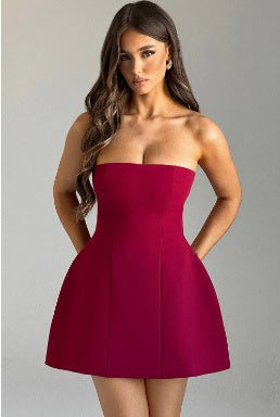 Summer Solid Color Backless Tube Dress