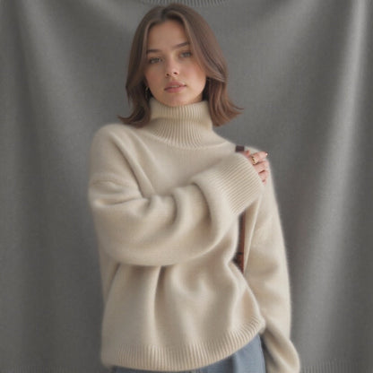 Oversized Cashmere Roll Neck Sweater