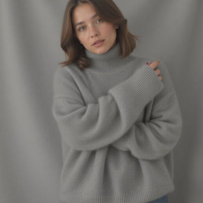 Oversized Cashmere Roll Neck Sweater