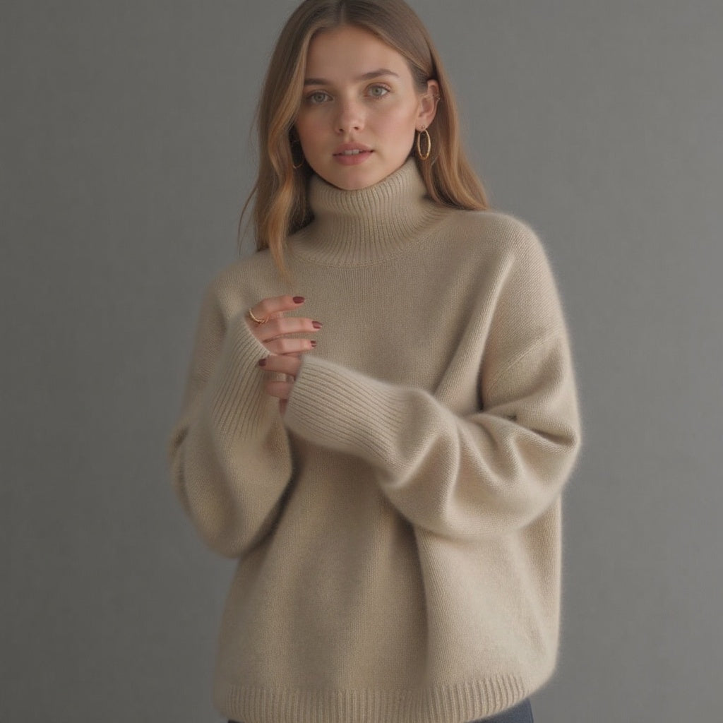 Oversized Cashmere Roll Neck Sweater